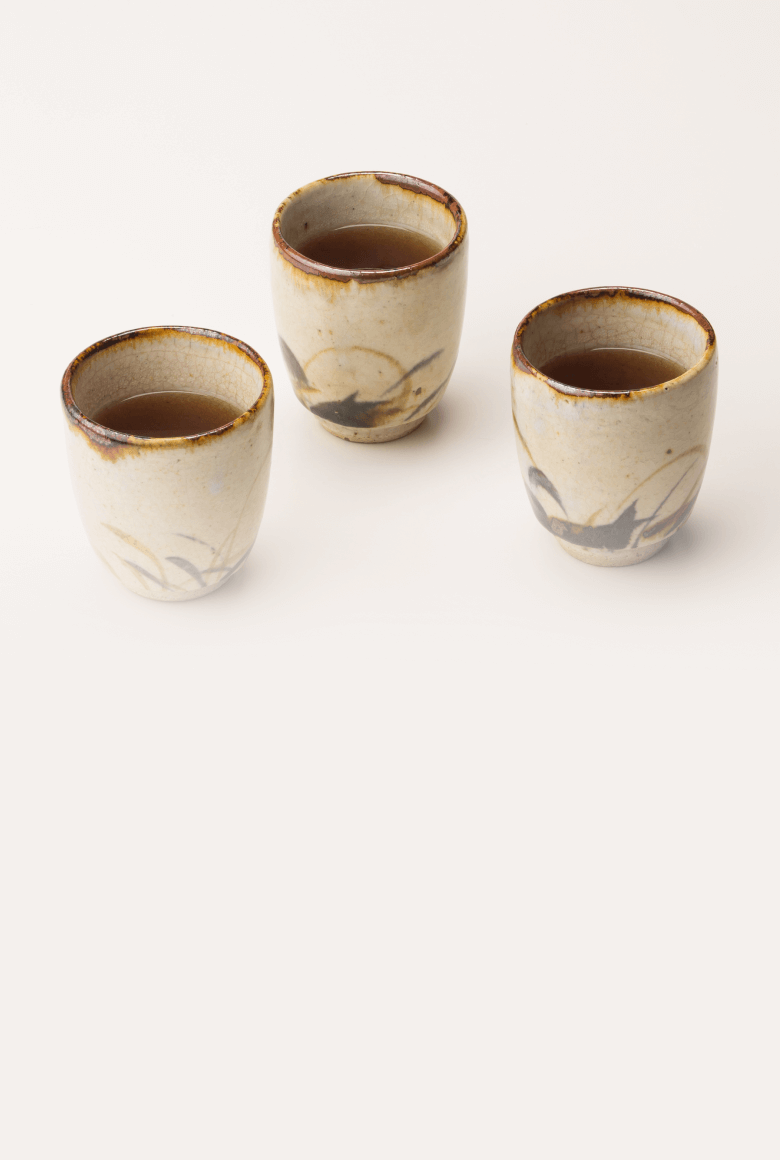 Hojicha 100g on a table with person reading a book